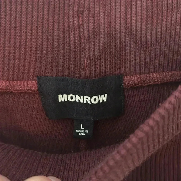 MONROW Brushed Rib Straight Sweat in Merlot - Picture 6 of 8